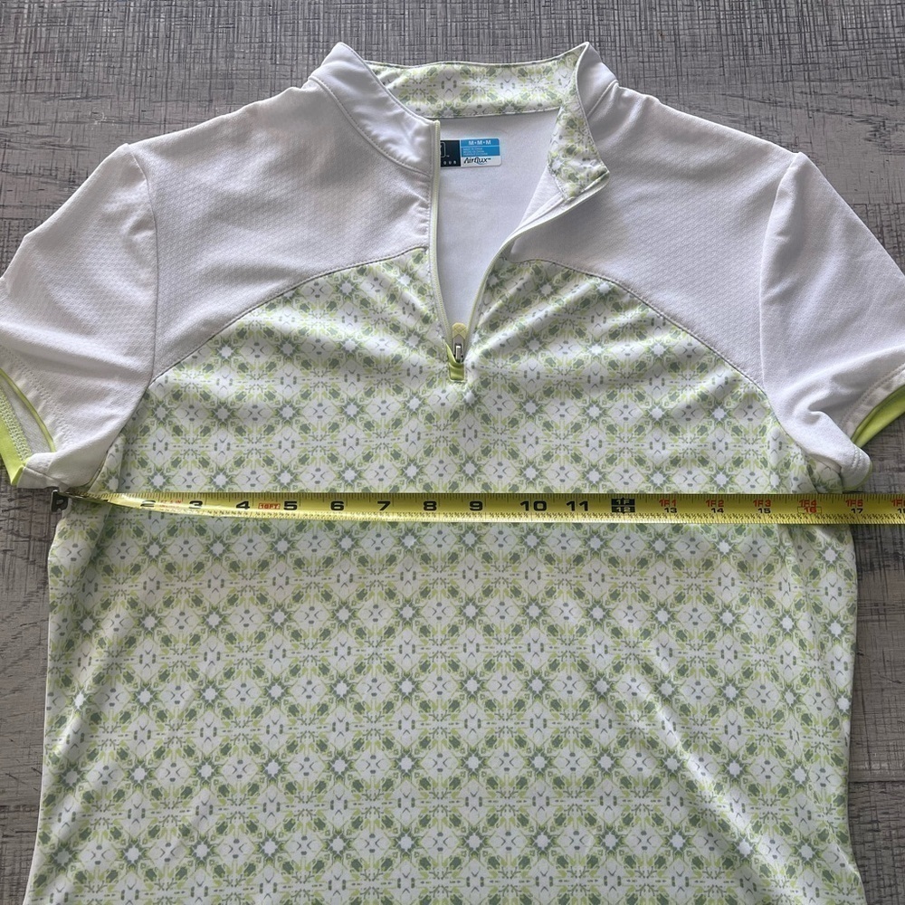 PGA Tour AirFlux Women’s Green and White Short Sleeve 1/4 Zip Golf Polo Size M - Picture 7 of 9